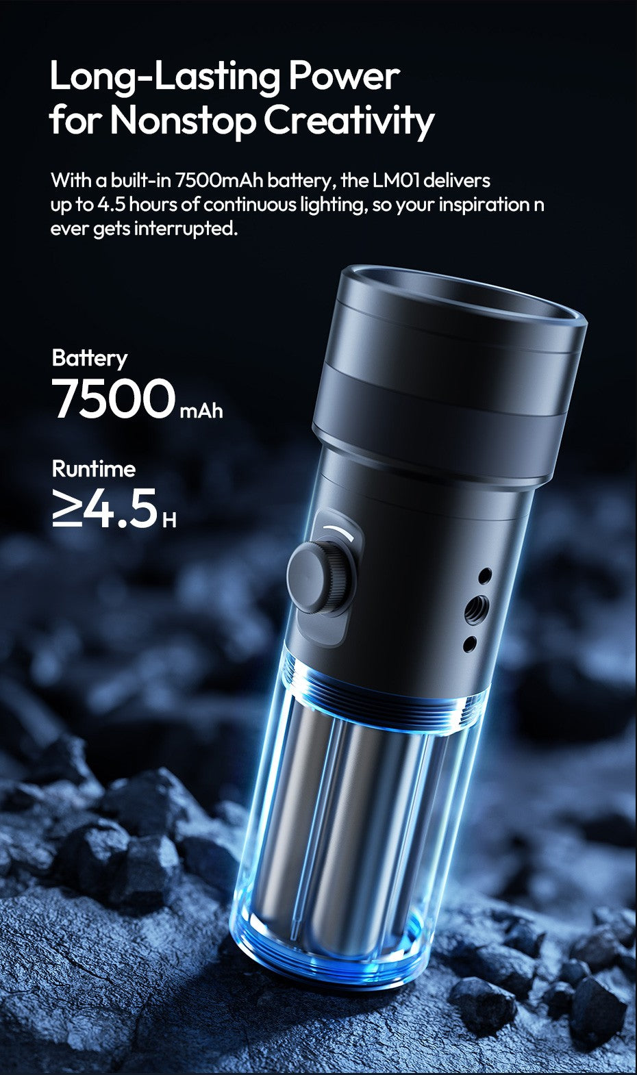 Ulanzi LM01 Luz LED RGB de Projeção com Gobos e Bateria 7500mAh para Vídeo