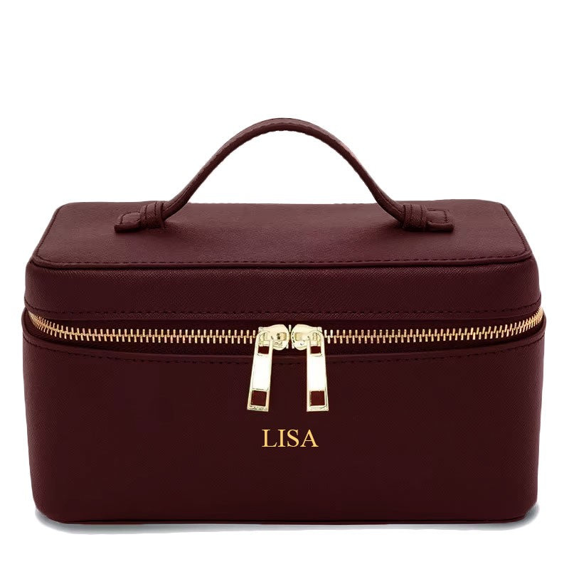 Necessaire Personalizada Feminina em Couro Saffiano – Estojo de Viagem com Zíper