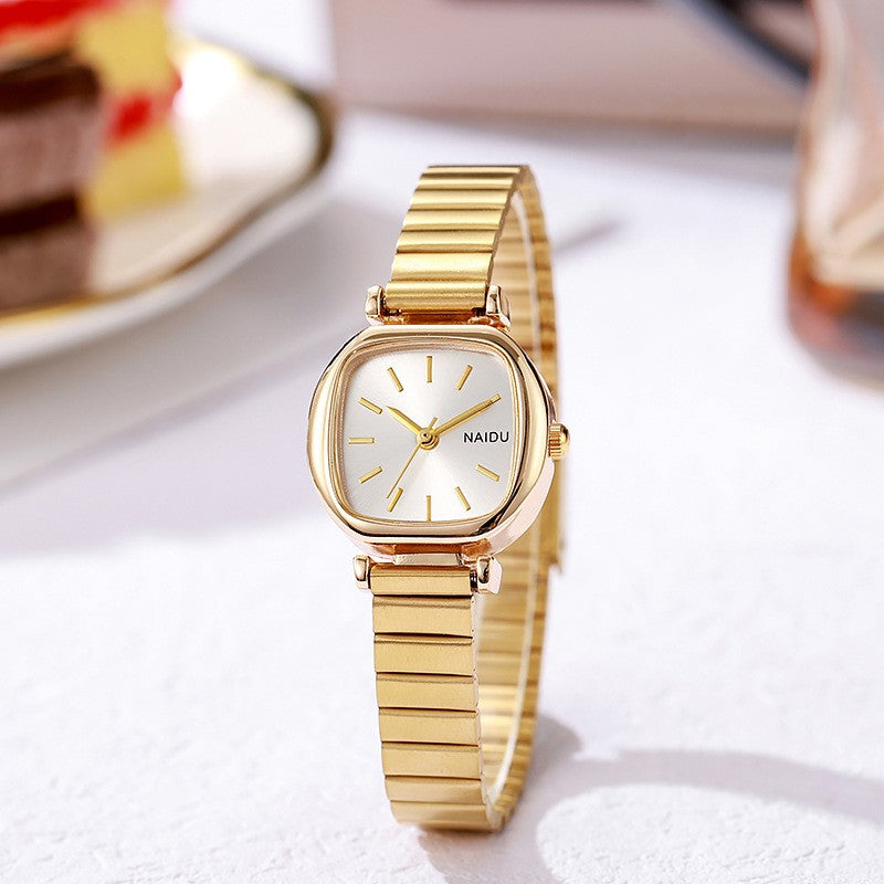 Relógio Feminino Quadrado em Aço Inoxidável – Quartzo Elegante e Minimalista