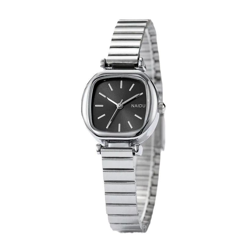 Relógio Feminino Quadrado em Aço Inoxidável – Quartzo Elegante e Minimalista