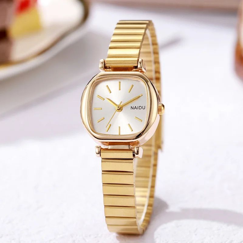 Relógio Feminino Quadrado em Aço Inoxidável – Quartzo Elegante e Minimalista