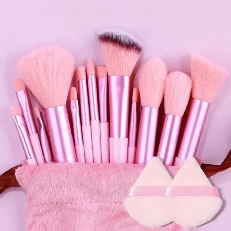 Kit Profissional de Pincéis de Maquiagem com Esponja e Necessaire – 13 a 16 Peças