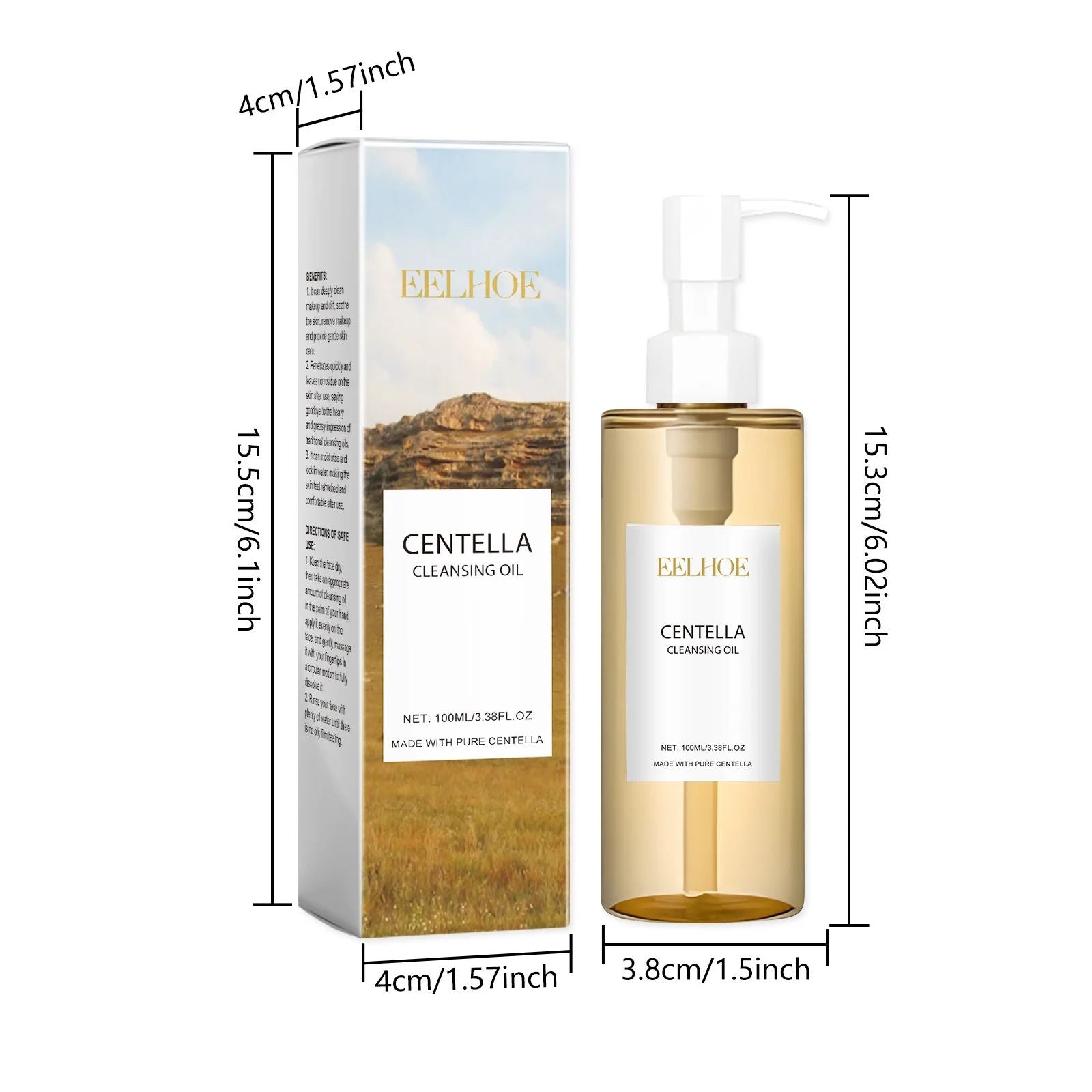 Óleo de Limpeza Facial Centella 100ml – Removedor de Maquiagem com Vitamina E