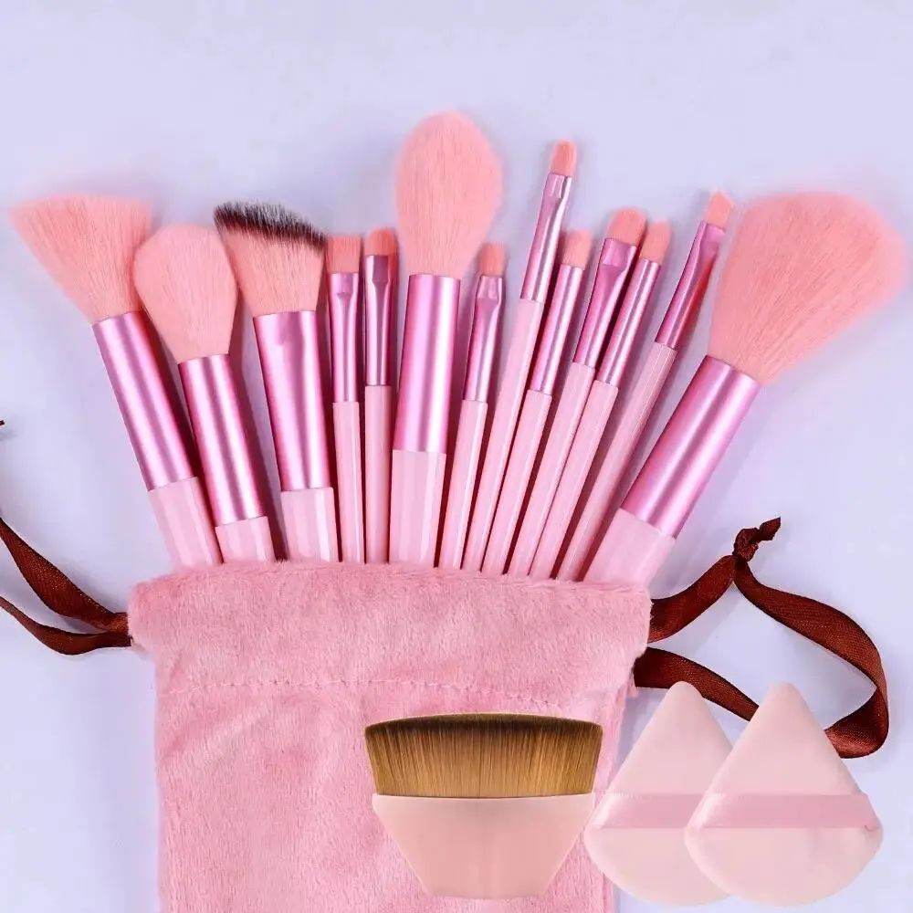 Kit Profissional de Pincéis de Maquiagem com Esponja e Necessaire – 13 a 16 Peças