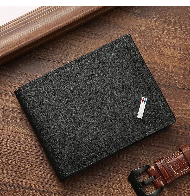 Carteira Masculina Slim em Couro PU Dobrável Minimalista