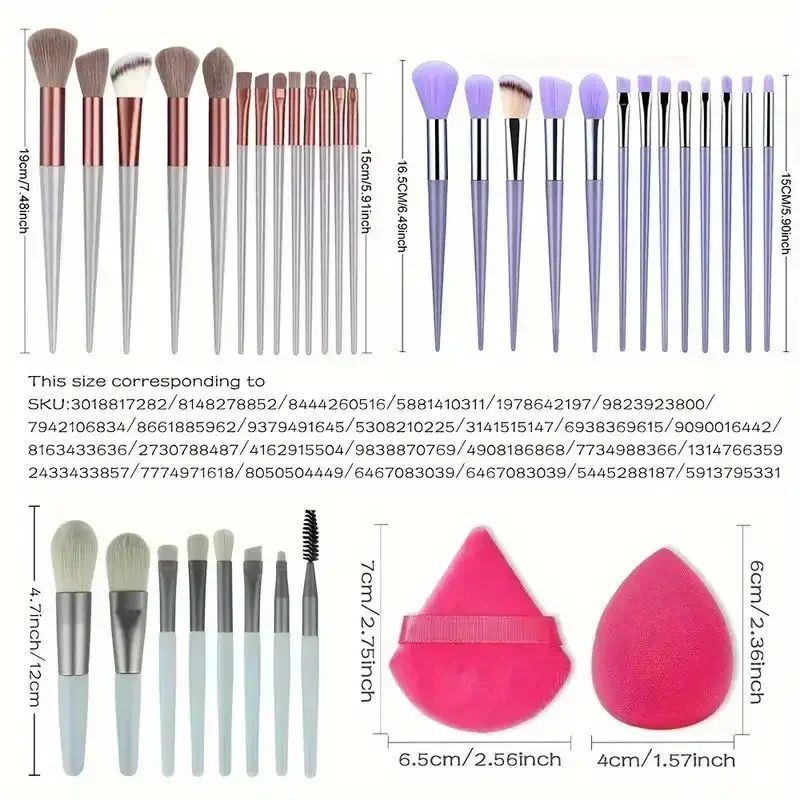 Kit Profissional de Pincéis de Maquiagem com Esponja e Necessaire – 13 a 16 Peças