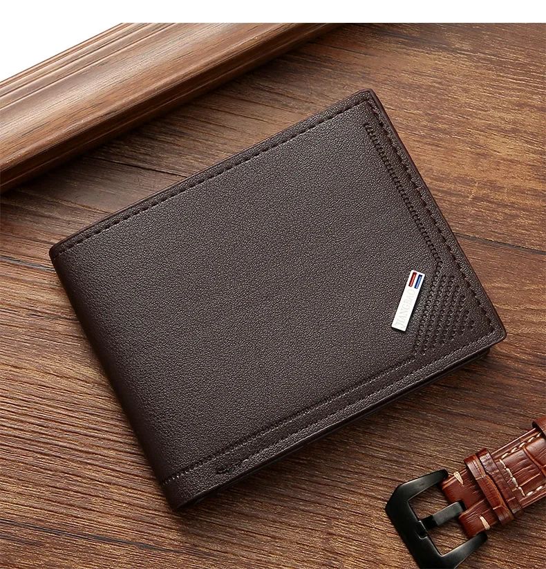 Carteira Masculina Slim em Couro PU Dobrável Minimalista