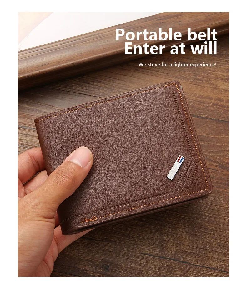 Carteira Masculina Slim em Couro PU Dobrável Minimalista