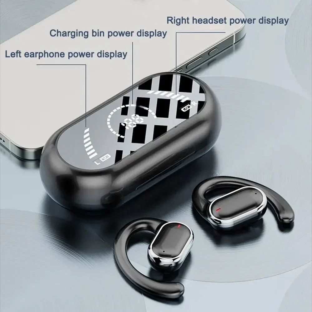 Fone Bluetooth 5.3 Earhook Esportivo com Microfone e Estojo de Carga