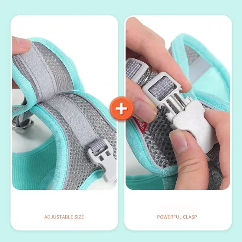 Peitoral Colete Pet Ajustável com Guia – Respirável, Refletivo e Seguro