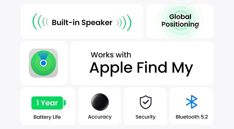 Rastreador Bluetooth Compatível com Find My para Chaves, Bolsa e Bagagem