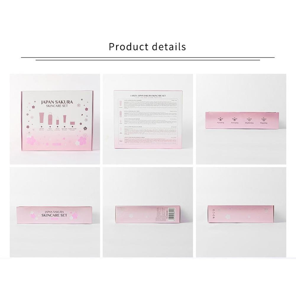 Kit Sakura LAIKOU 3 ou 5 Peças – Cuidados com a Pele, Sérum, Tônico, Creme Facial e Creme para Olhos