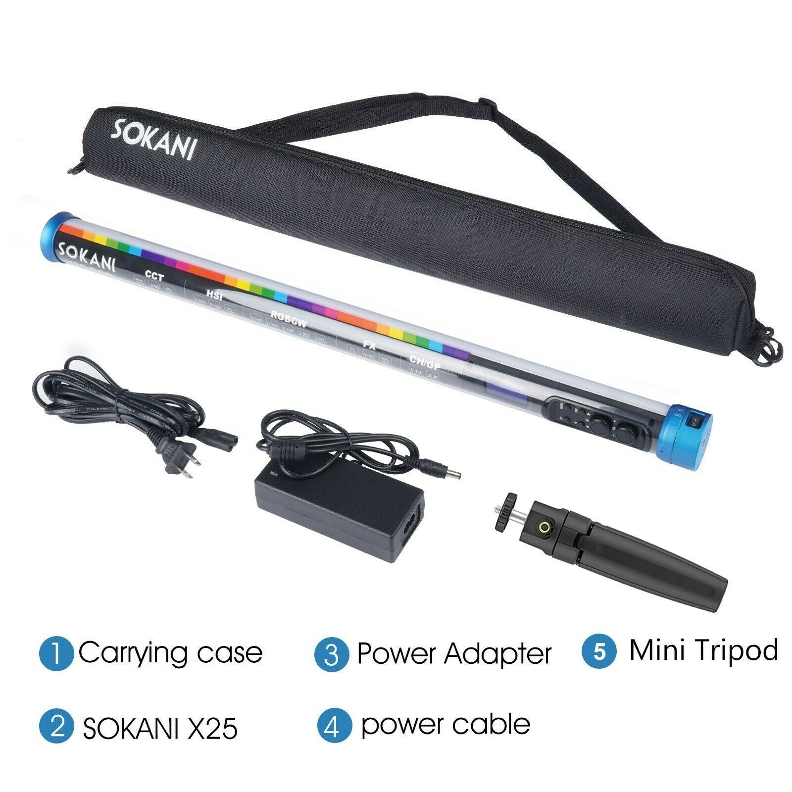 SOKANI X8 / X15 / X25 RGB – Bastão de Luz LED para Foto, Vídeo e Streaming