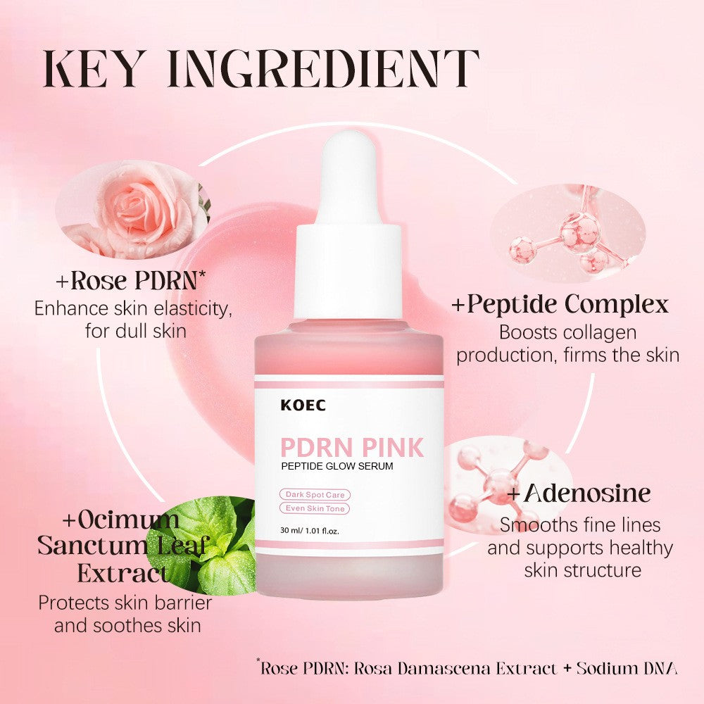 Sérum Facial KOEC Rose PDRN + Peptídeos 30ml – Iluminador e Uniformizador