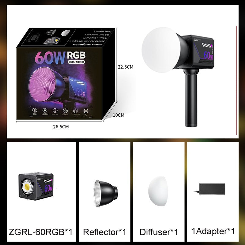 Luz de Vídeo LED RGB Portátil Recarregável 10000mAh para Vlog, Live e Fotos