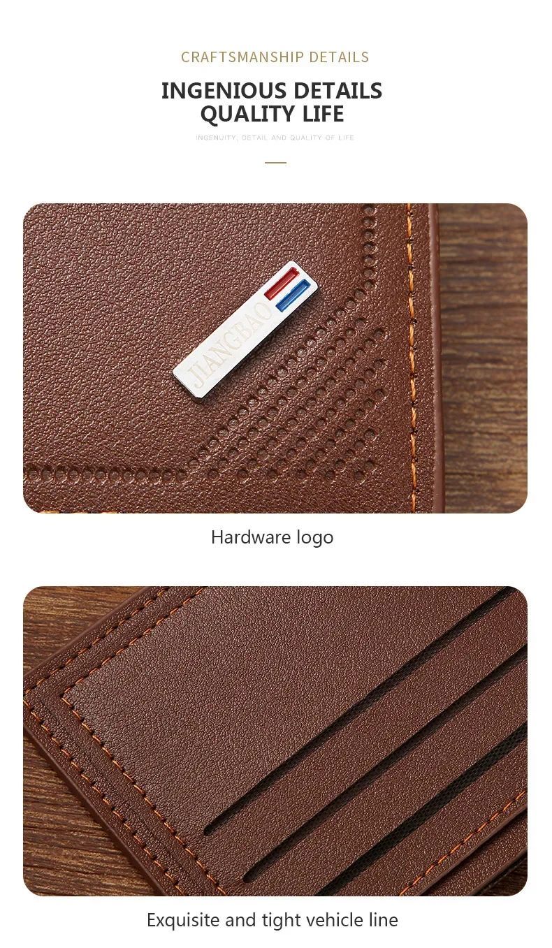 Carteira Masculina Slim em Couro PU Dobrável Minimalista