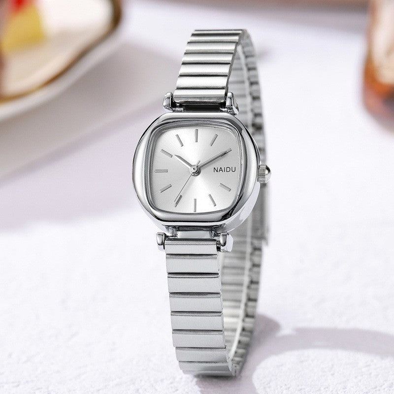 Relógio Feminino Quadrado em Aço Inoxidável – Quartzo Elegante e Minimalista