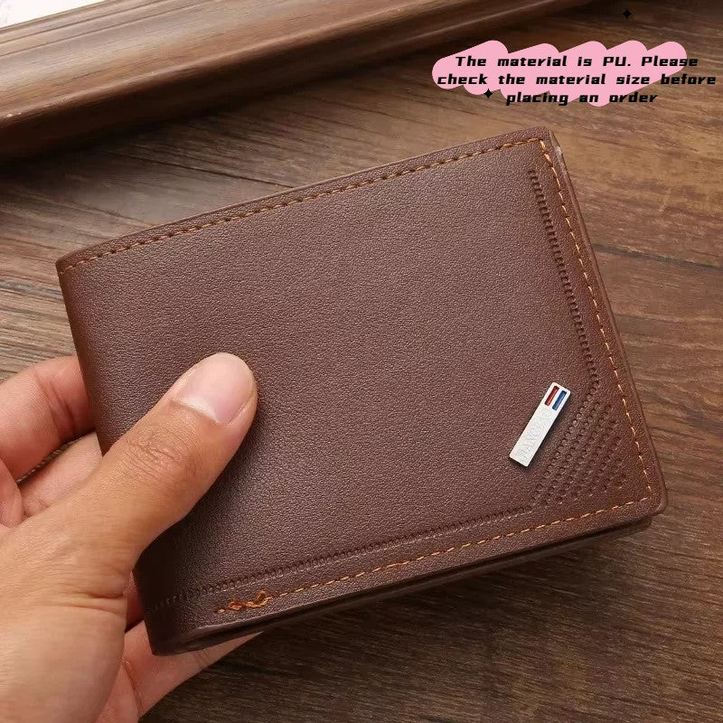 Carteira Masculina Slim em Couro PU Dobrável Minimalista