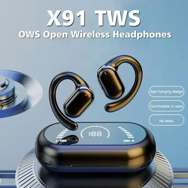 Fone Bluetooth 5.3 Earhook Esportivo com Microfone e Estojo de Carga