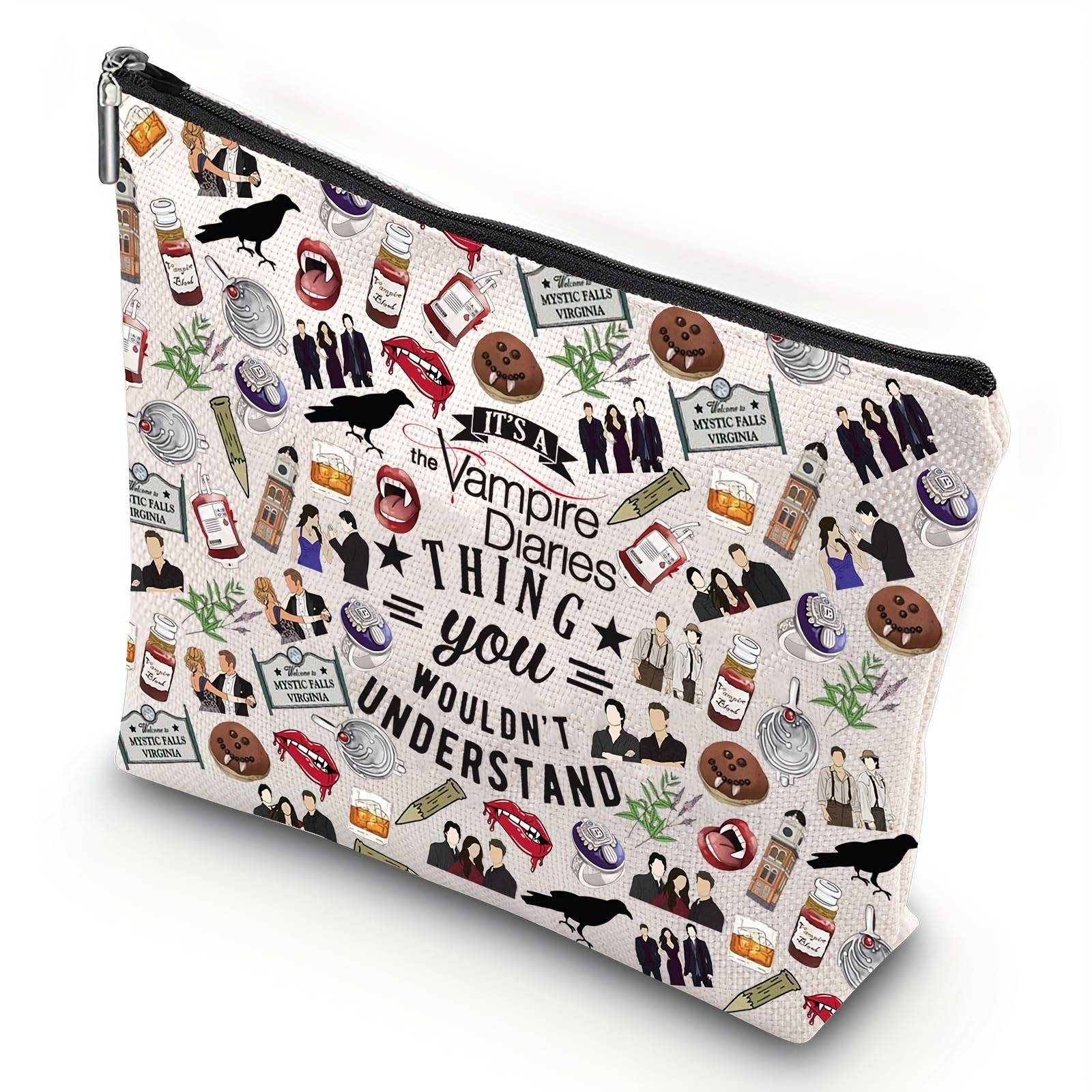 Bolsa Oficial The Vampire Diaries™ – Necessaire com Logo e Símbolos Icônicos