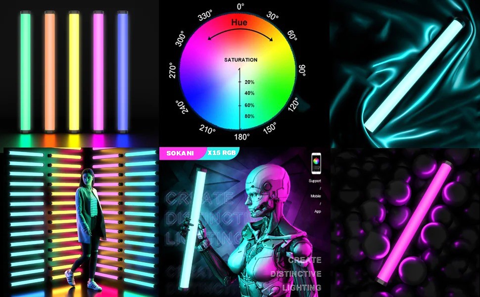 SOKANI X8 / X15 / X25 RGB – Bastão de Luz LED para Foto, Vídeo e Streaming