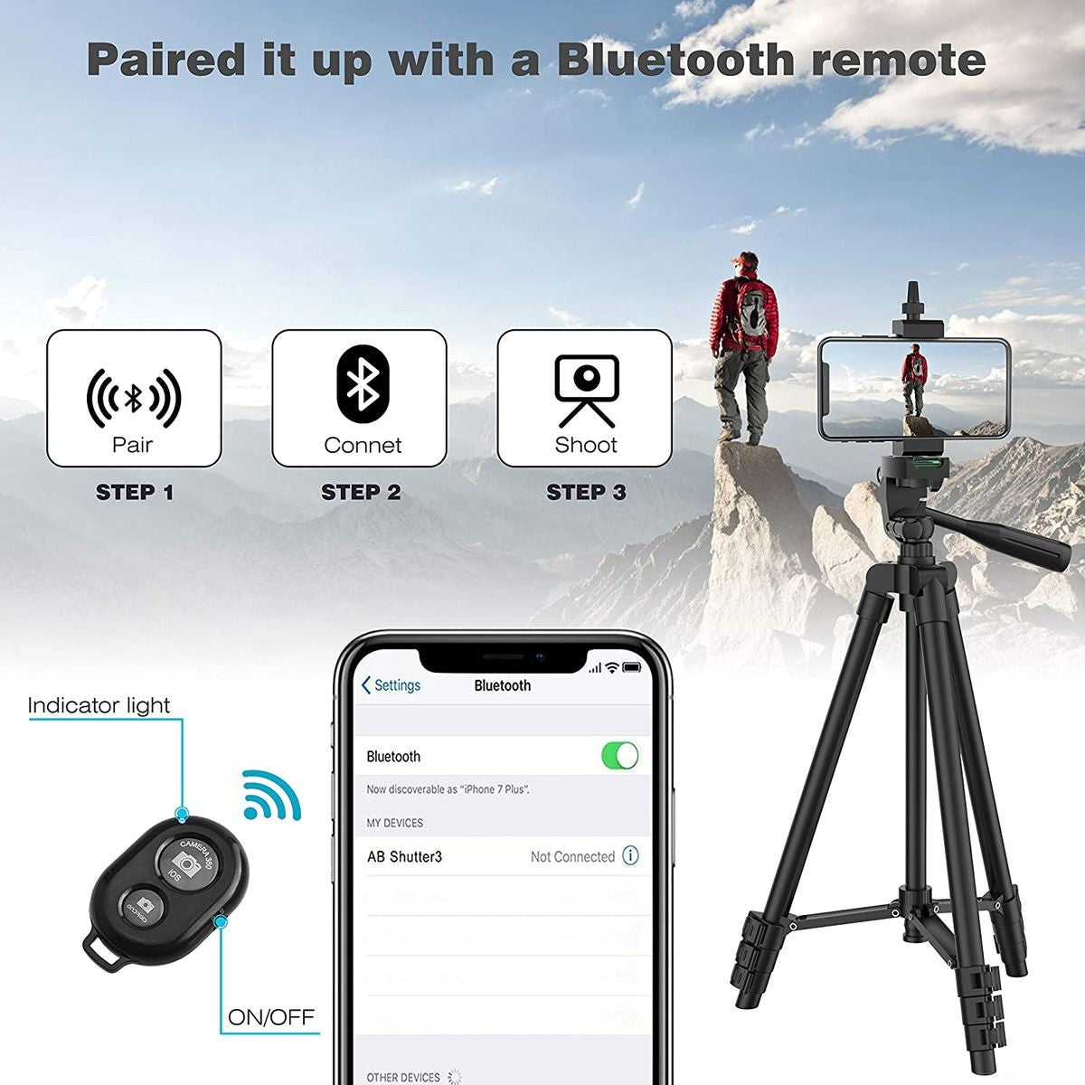 Tripé para Celular 102cm com Controle Bluetooth – Foto e Vídeo