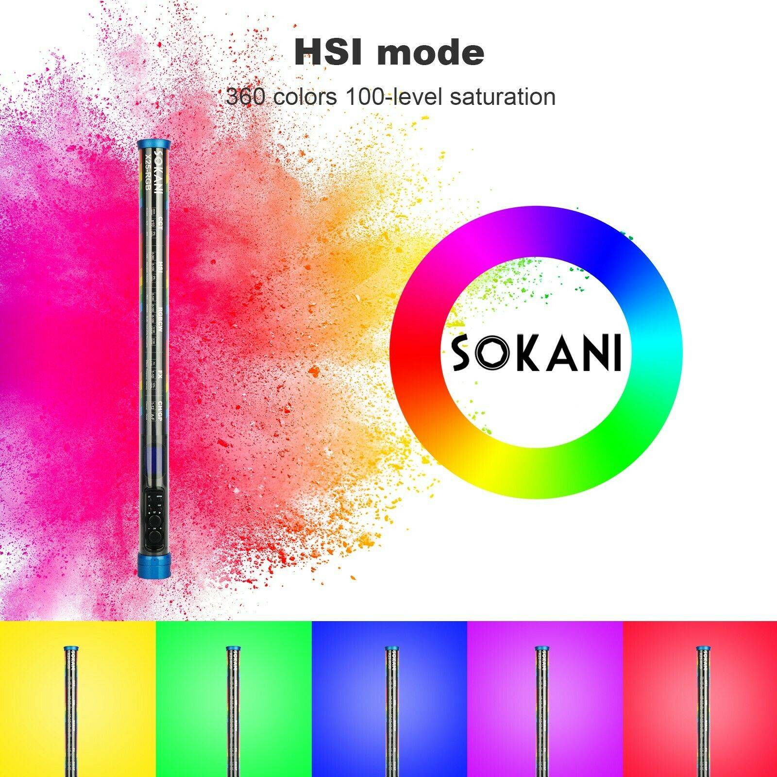 SOKANI X8 / X15 / X25 RGB – Bastão de Luz LED para Foto, Vídeo e Streaming