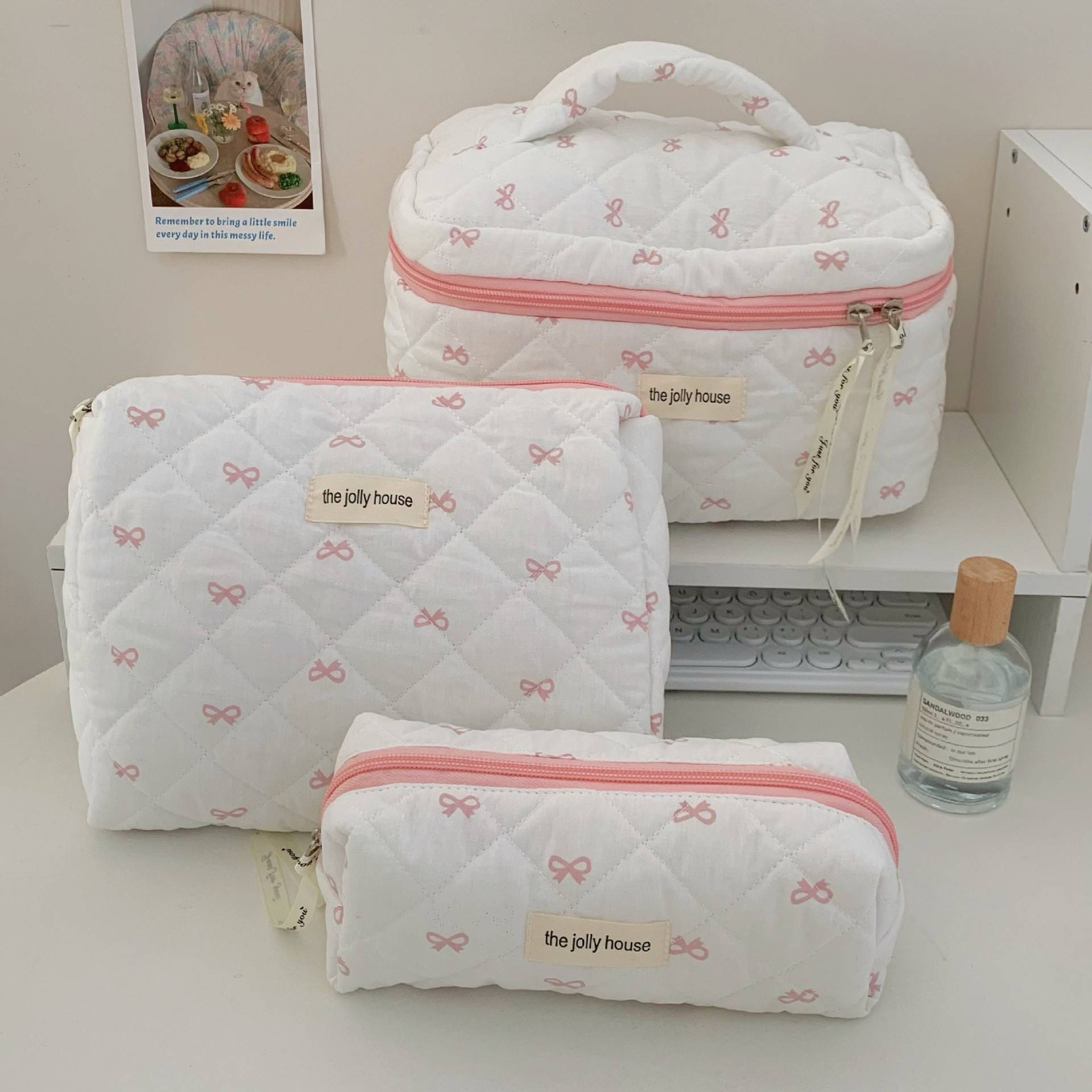 Necessaire Feminina Estampa Cereja – Bolsa Porta Maquiagem Portátil