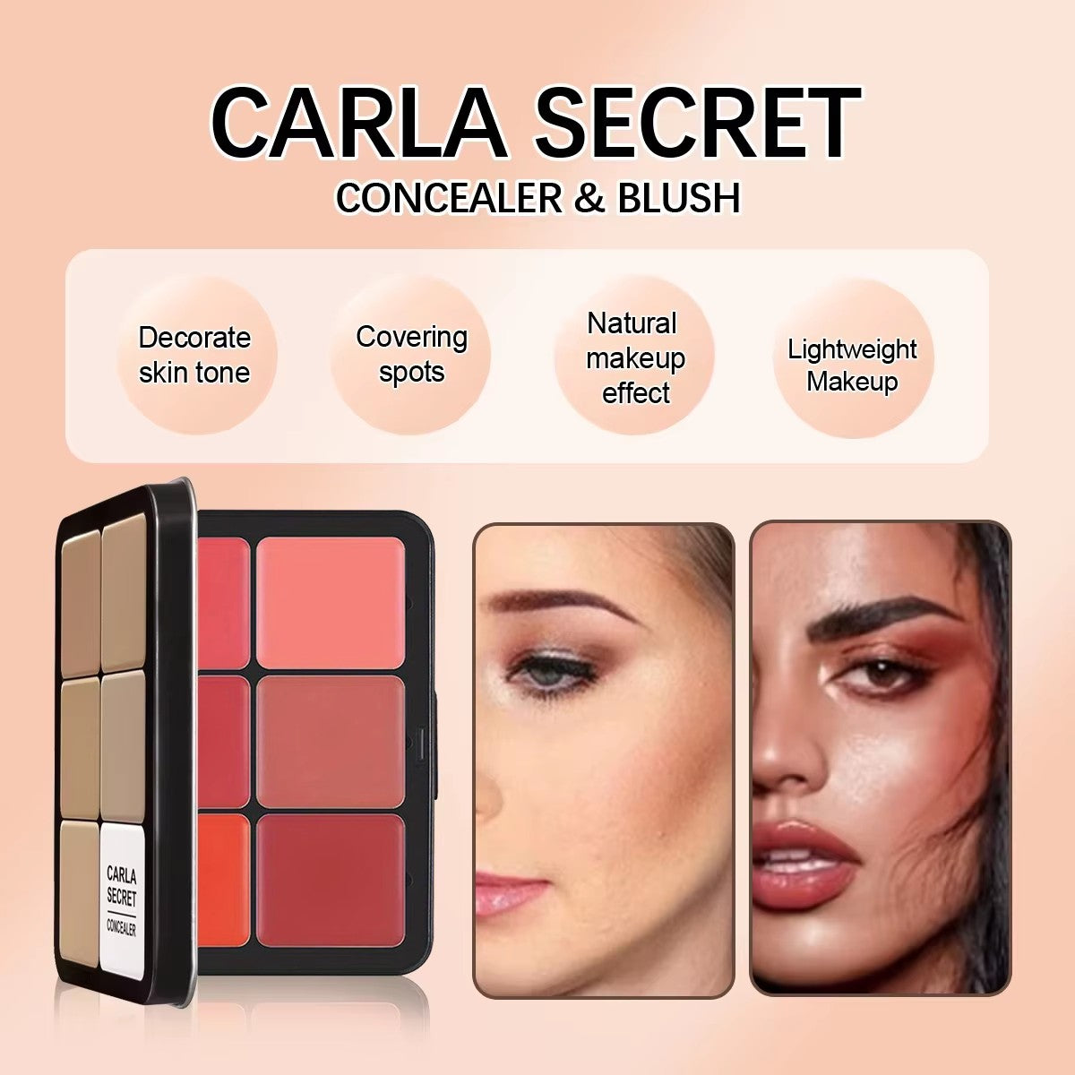 Paleta 12 Cores Creme – Corretivo, Blush e Contorno Matte em Estojo Metálico