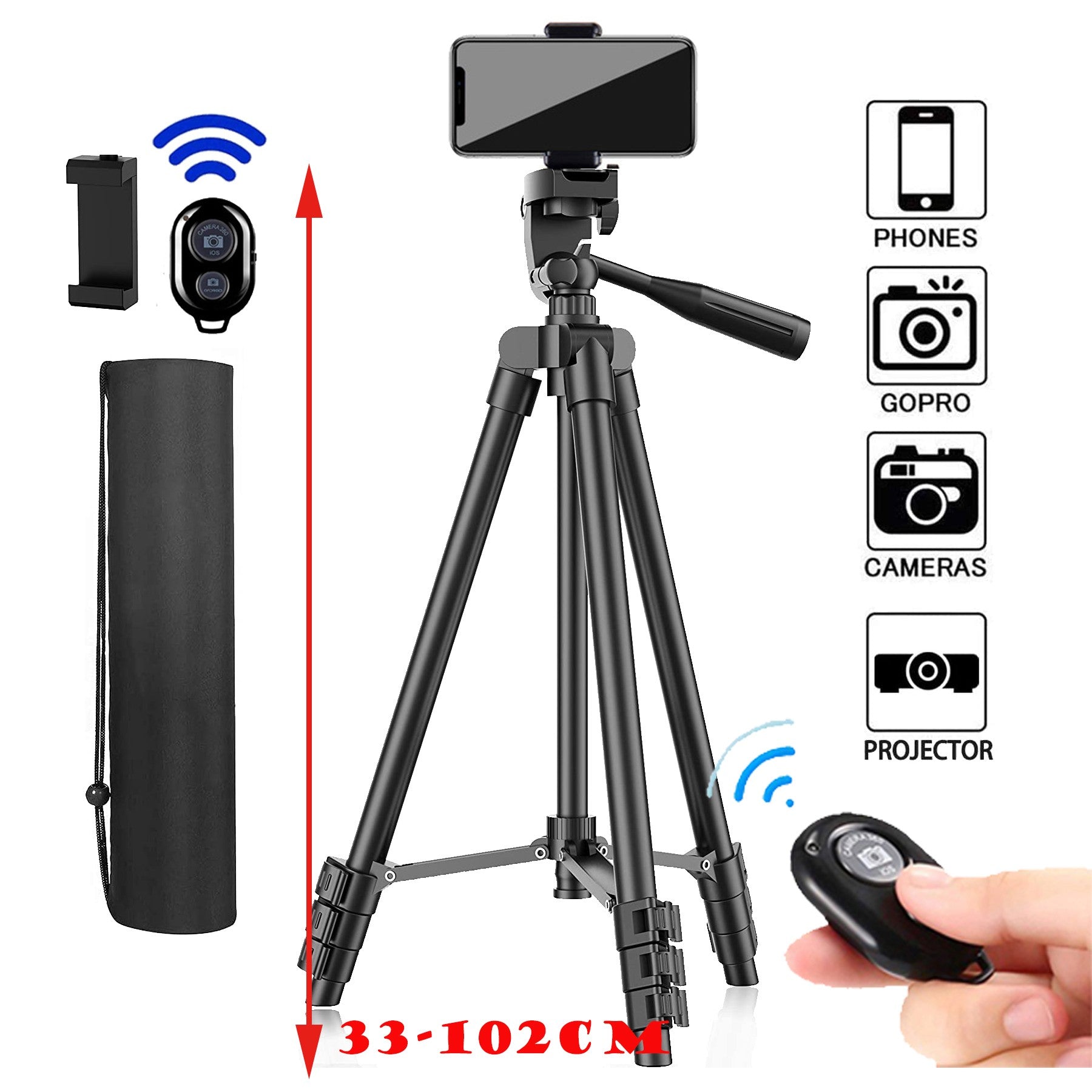 Tripé para Celular 102cm com Controle Bluetooth – Foto e Vídeo