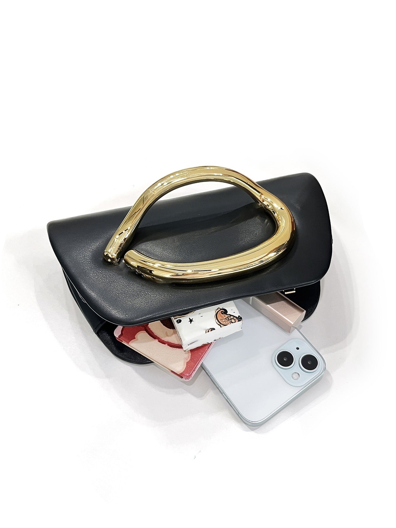 Clutch Feminina Box com Fivela Dourada – Bolsa de Festa Elegante