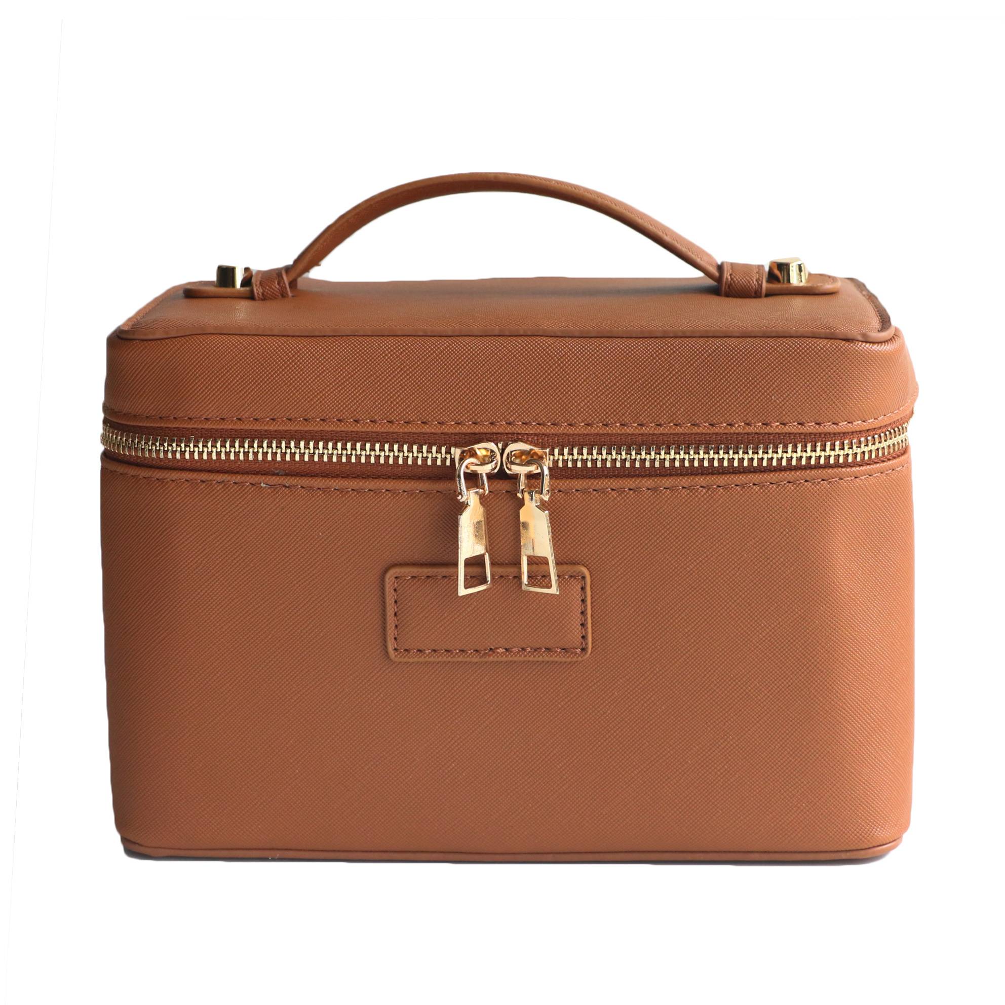 Necessaire Personalizada Feminina em Couro Saffiano – Estojo de Viagem com Zíper