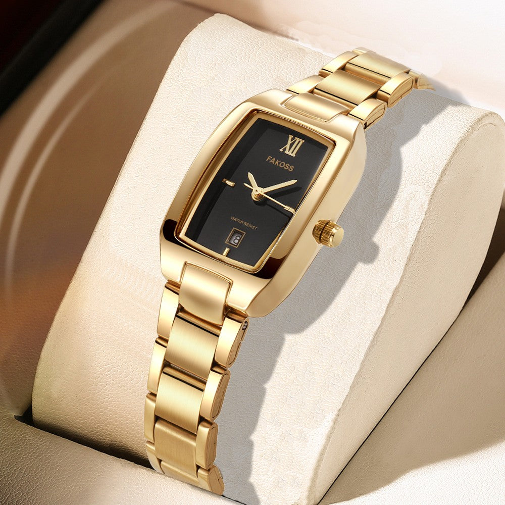 Relógio Feminino WWOOR Luxo Aço Inoxidável com Calendário e 3ATM