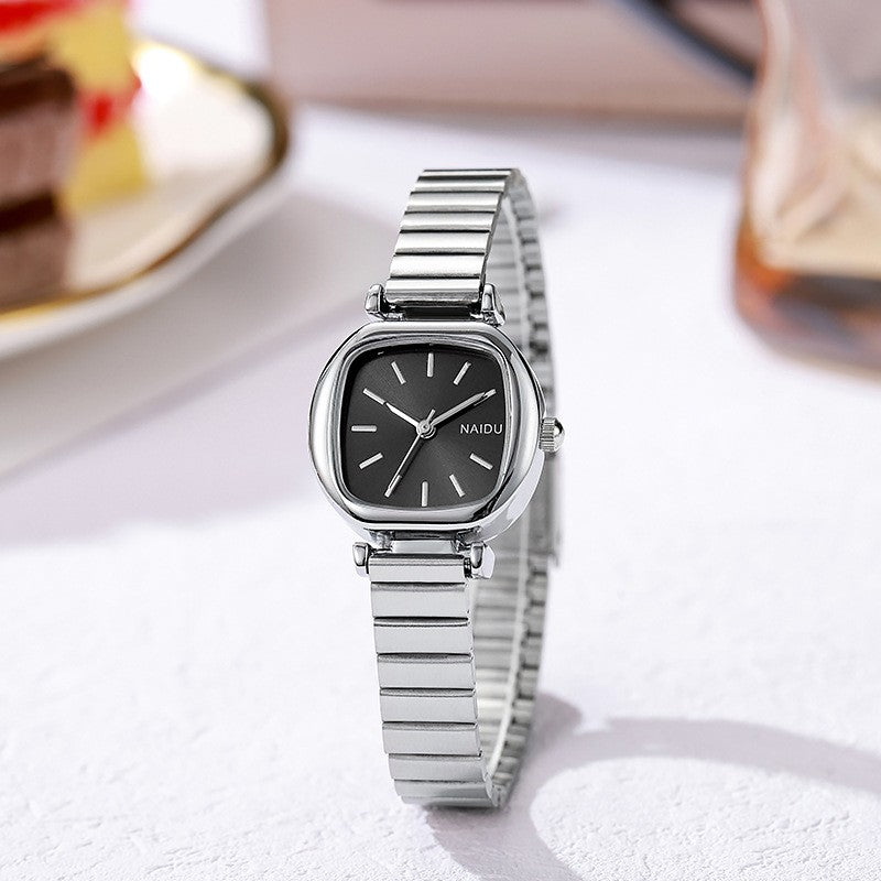 Relógio Feminino Quadrado em Aço Inoxidável – Quartzo Elegante e Minimalista